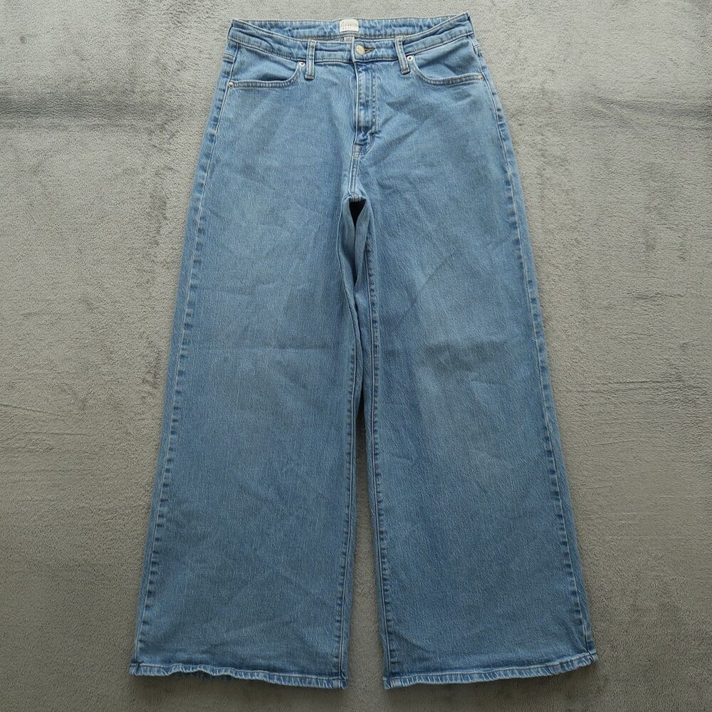 a. new day  Jens Women's Size 10/30R Blue High-Rise Wide-Leg Denim 31" Inseam